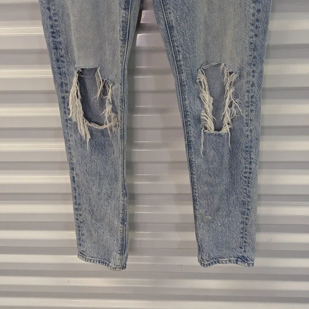 American Eagle Size 00 Long Distressed Mom Jeans 90s Inspired Grunge‎ Festival